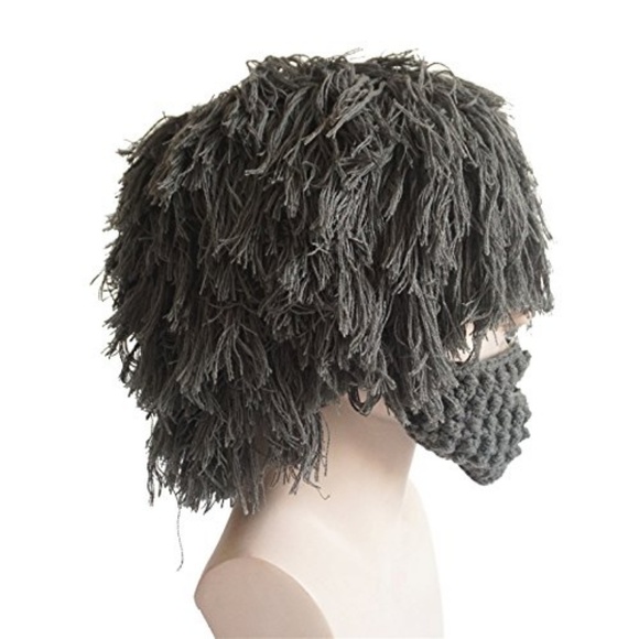 Halloween Costume Knit Mask Wig Beard Hat - Picture 2 of 5